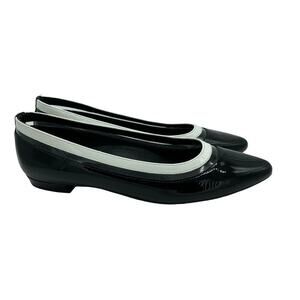Vaneli Germain Flats Womens Size 7 Black White Clear Patent Vinyl Minimalist